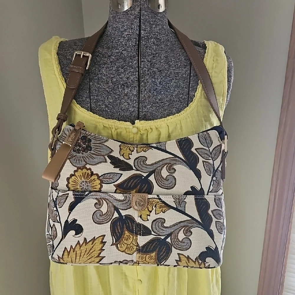 Spartina 449 Linen and leather Floral Shoulder bag